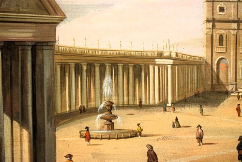 Coppia vedute di Venezia e Roma